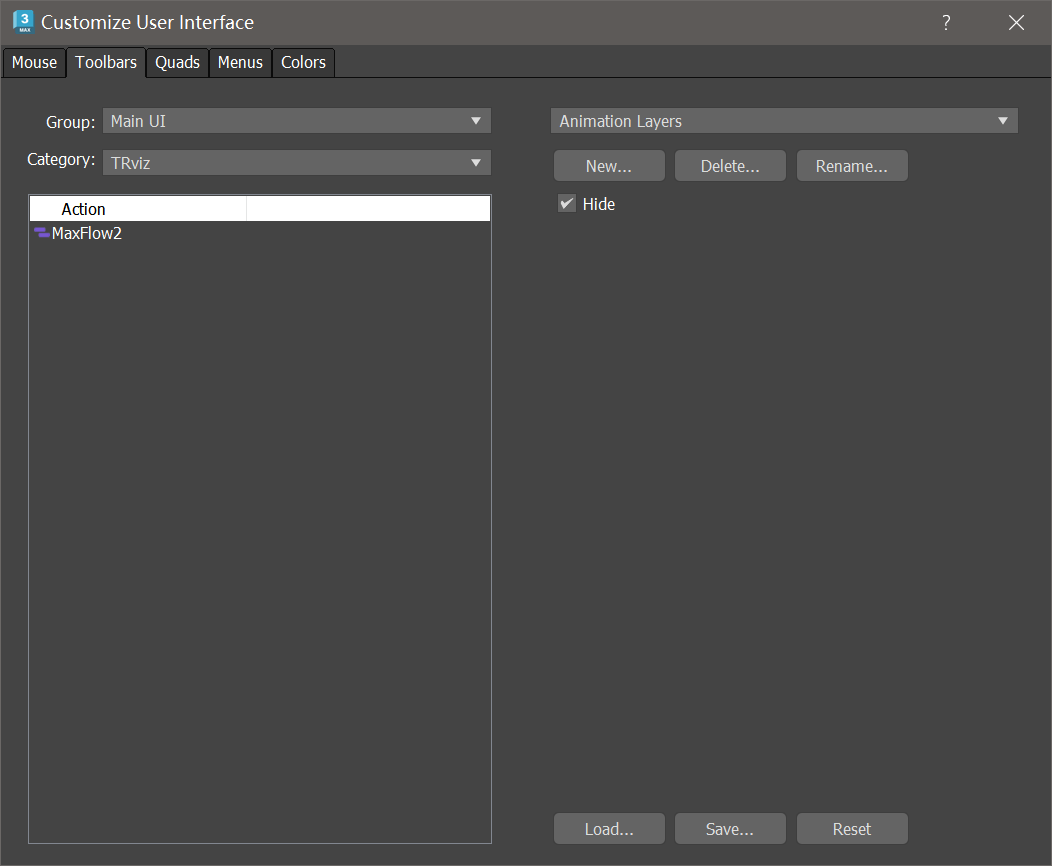 Toolbar Setup Screenshot